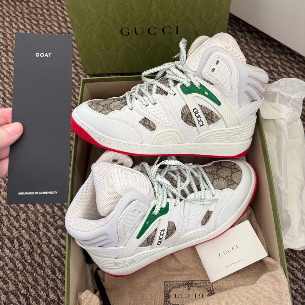Gucci basket demetra White and Red High-Top Sneakers